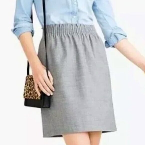 J. Crew Grey Fleck Tweed Wool Blend Paper Bag Waist Mini Skirt Size 6 EUC - Picture 1 of 10